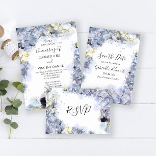 Blue Hydrangea Flowers Waterverf Wedding Kaart