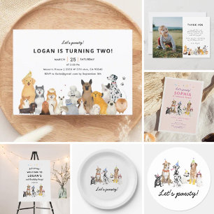 Kinder Dog Puppy 5th Pawty Birthday Party Invitati Kaart