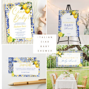 Ciao Baby Blue Tegels Lemon Amalfi Arch Baby showe Kaart