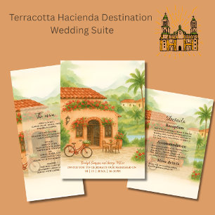 Spaanse Hacienda Destination bruiloft Save the Dat Kaart