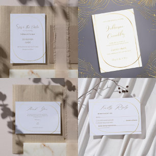 Witte Minimal Modern Arch Gold Wedding Dankbaarhei Folie Uitnodiging