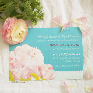 Pink Peony Lagoon Green Vrijgezellenfeest Kaart