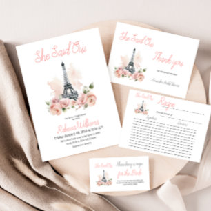 Ooh La La Parisian Franch Bloemen Vrijgezellenfees Bedankkaart