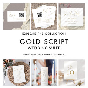 Elegant We doen Gold Script QR Code Weddenschap Kaart