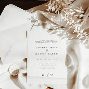 Minimalistische Elegante Witte Bruiloft Uitnodigingen Wikkel