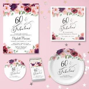 Elegant Floral Virtual 60th Birthday Party Kaart