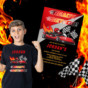 Red   Black Go Kart Racing Verjaardag T-shirt