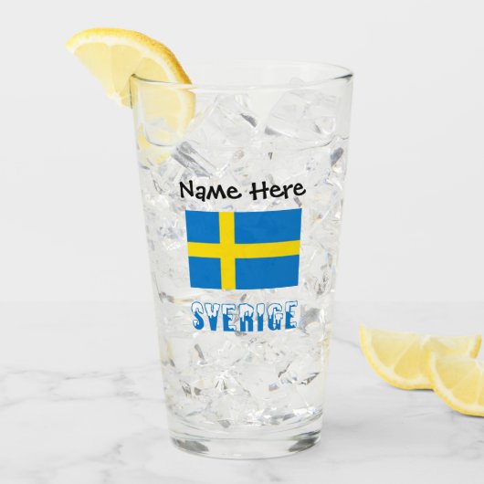 Sverige en Zweedse Vlag Gepersonaliseerd Glas (Voorkant ijs)