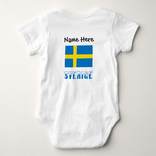 Sverige och Svensk Flagga med Ditt Namn Romper (Achterkant)