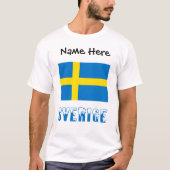 Sverige och Svensk Flagga med Ditt Namn T-Shirt (Voorkant)
