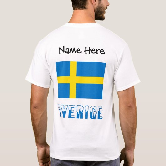 Sverige och Svensk Flagga med Ditt Namn T-Shirt (Achterkant)