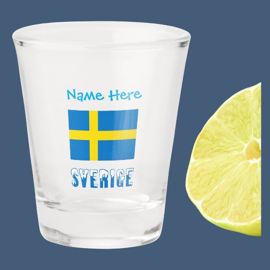 Sverige Svenska Flagga Blauw Gepersonaliseerd Shot Glas
