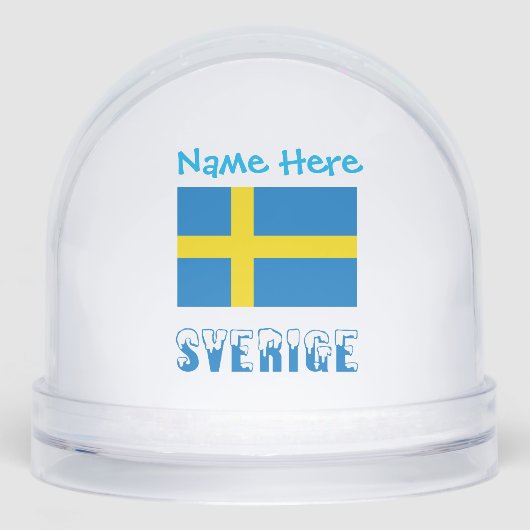 Sverige Svenska Flagga Blauw Gepersonaliseerd Sneeuwbol (Voorkant)