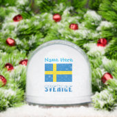 Sverige Svenska Flagga Blauw Gepersonaliseerd Sneeuwbol (Kerstmis)