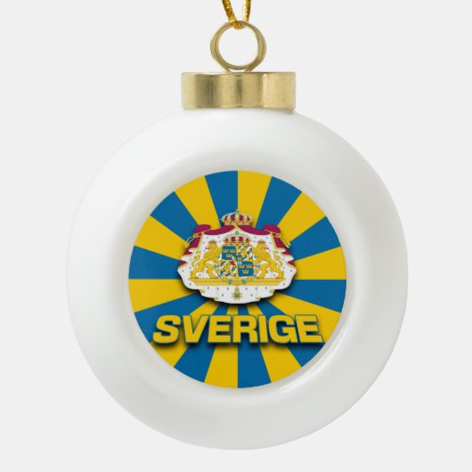 Sverige wapenlaag keramische bal ornament (Voorkant)