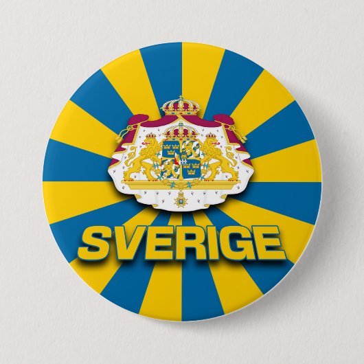 Sverige wapenlaag ronde button 7,6 cm (Voorkant)