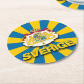 Sverige wapenlaag ronde kartonnen onderzetter (Gebogen)