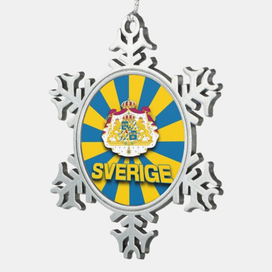 Sverige wapenlaag tin sneeuwvlok ornament (Rechts)