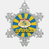 Sverige wapenlaag tin sneeuwvlok ornament (Voorkant)