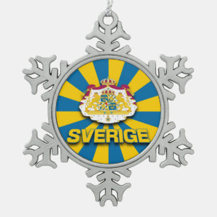 Sverige wapenlaag tin sneeuwvlok ornament