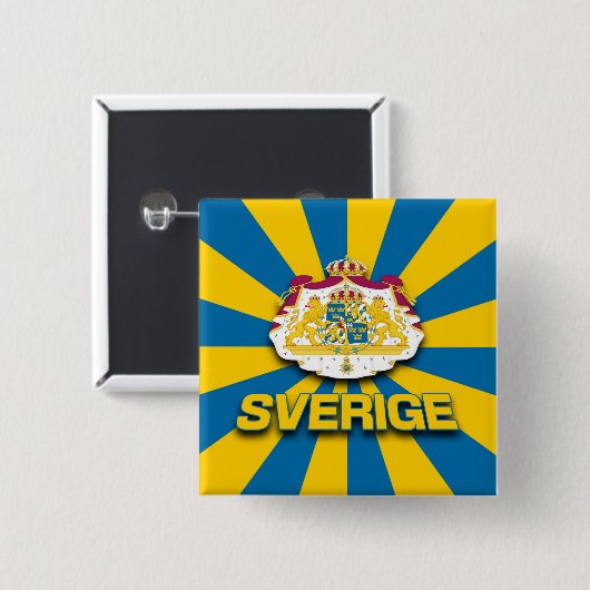 Sverige wapenlaag vierkante button 5,1 cm (Voorkant /achterkant)