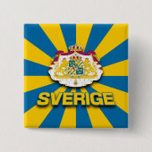 Sverige wapenlaag vierkante button 5,1 cm (Voorkant)