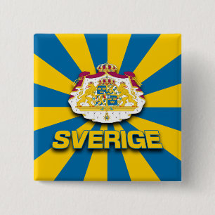 Sverige wapenlaag vierkante button 5,1 cm