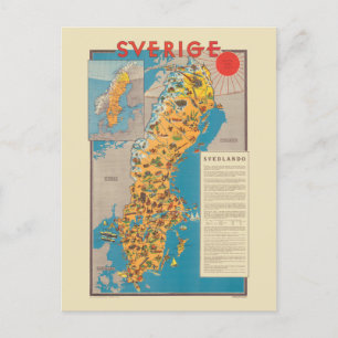 Sverige Zweden Vintage Poster 1931 Briefkaart