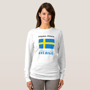 Sverige Zweedse Vlag Zwart Persoonlijk Dames T-shirt