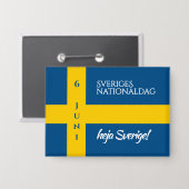 Sveriges Nationaldag Zweedse Nationale Dag Vlag Button (Voorkant / Achterkant)