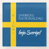 Sveriges Nationaldag Zweedse Nationale Dag Vlag Glazen Onderzetter (Voorkant)