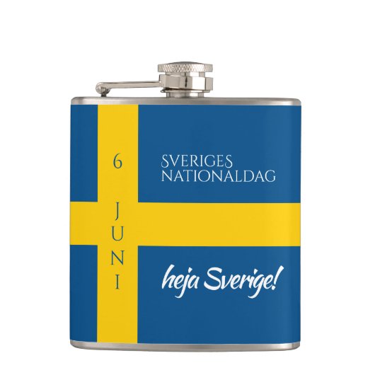 Sveriges Nationaldag Zweedse Nationale Dag Vlag Heupfles (Voorkant)