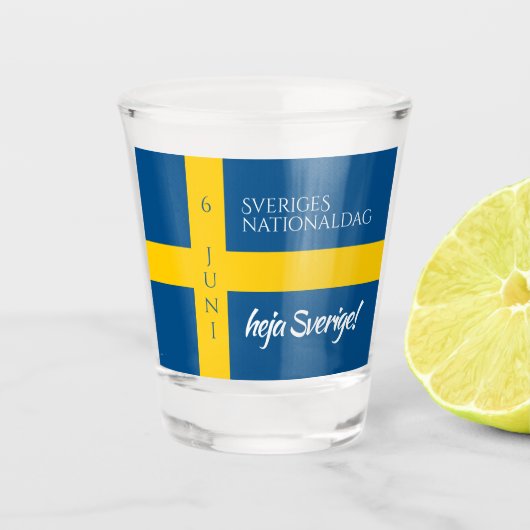 Sveriges Nationaldag Zweedse Nationale Dag Vlag Shot Glas (Voorkant)