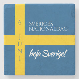 Sveriges Nationaldag Zweedse Nationale Dag Vlag Stenen Onderzetter