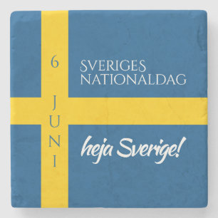 Sveriges Nationaldag Zweedse Nationale Dag Vlag Stenen Onderzetter