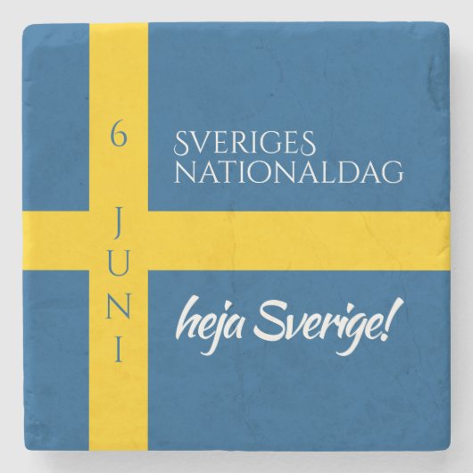 Sveriges Nationaldag Zweedse Nationale Dag Vlag Stenen Onderzetter (Voorkant)