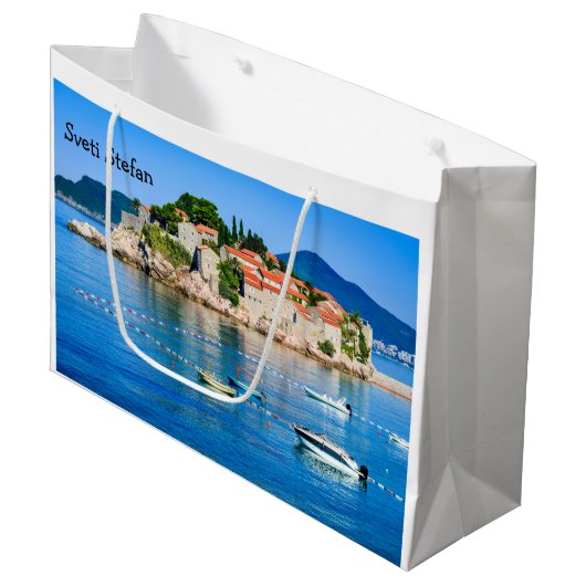 Sveti Stefan Budva Montenegro Groot Cadeauzakje (Voorkant Gekanteld)