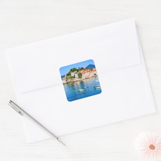 Sveti Stefan Budva Montenegro Vierkante Sticker (Envelop)