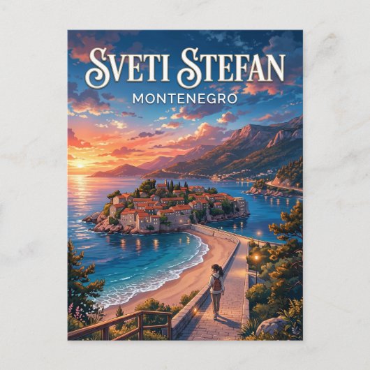 Sveti Stefan-eiland Montenegro Briefkaart (Voorkant)