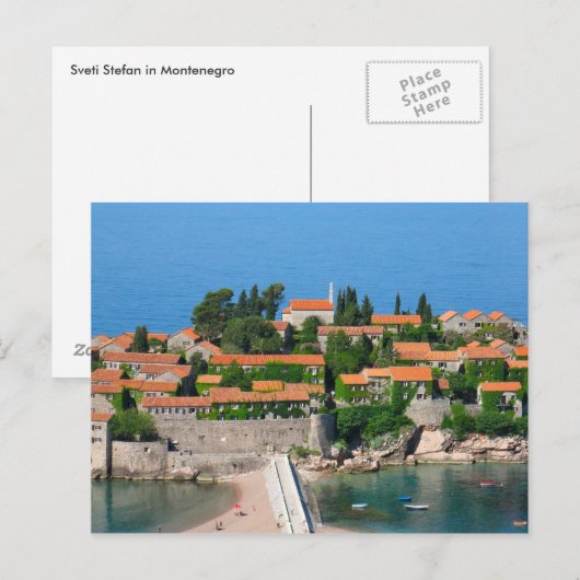 Sveti Stefan in Montenegro Briefkaart (Voorkant / Achterkant)