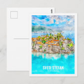 Sveti Stefan Montenegro Travel Waterverf Sketch Briefkaart (Voorkant / Achterkant)