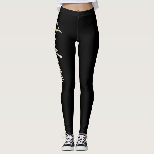 Svetlana white gold Handwriting Hose Leggings (Voorkant)