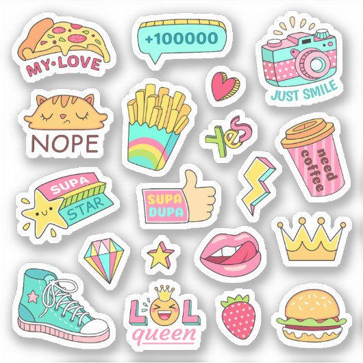 SVG Design Bundel Willekeurige Doodle Stickers Bla (Voorkant)