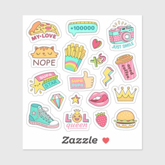 SVG Design Bundel Willekeurige Doodle Stickers Bla (Vel)