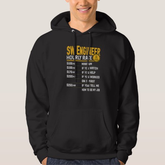 SW Engineer Uurtarief Software Engineer Engineer Hoodie (Voorkant)
