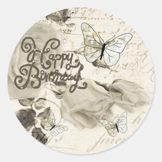 SW Rosen und Schmetterlinge Ronde Sticker (Voorkant)