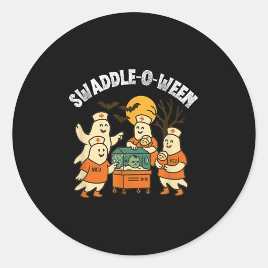 Swaddle-o-ween Nicu Nurse Halloween Neonatal Fall  Ronde Sticker (Voorkant)