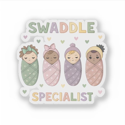 Swaddle Specialist Cute Baby Illustration Sticker (Voorkant)