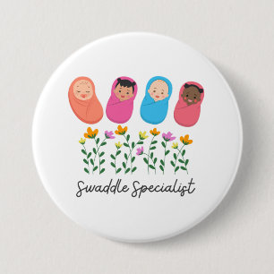 Swaddle Specialist NICU Verpleegkundige NeoNatal Ronde Button 7,6 Cm