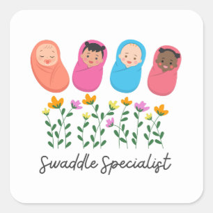 Swaddle Specialist NICU Verpleegkundige NeoNatal Vierkante Sticker